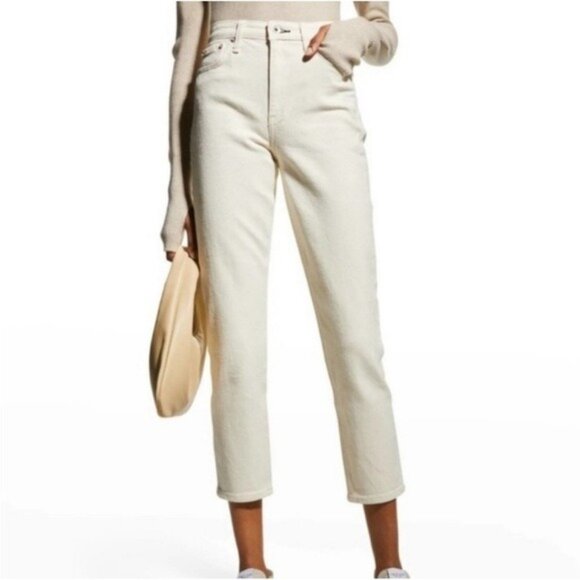Rag & Bone Denim Nina High Rise Ankle Cigarette Jeans in Ecru White 24 - Picture 4 of 12